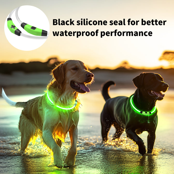 Tize New Waterproof Flashing Light up Dog Necklace USB Rechargeable LED Light up TPU Material Adjustable Pet Cat Dog Collar