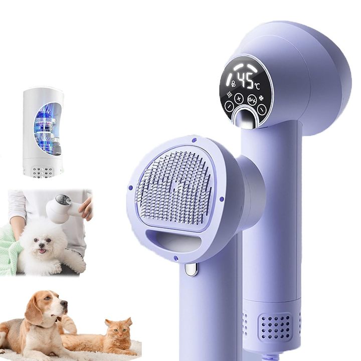 2025 New Design Lightweight Portable LED Smart Quiet Pet Comb Handheld Blow Comb Pet Comb Cat Dog Two-in-one Grooming Supplies
