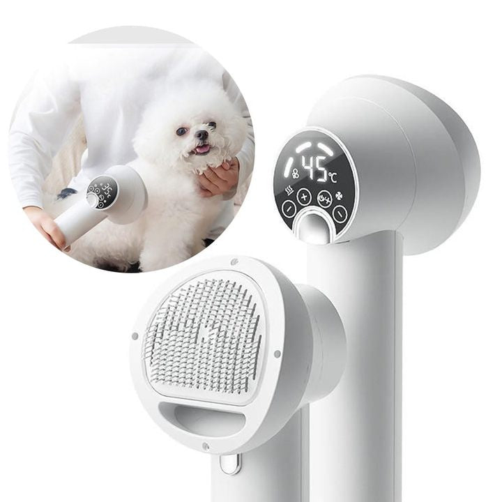2025 New Design Lightweight Portable LED Smart Quiet Pet Comb Handheld Blow Comb Pet Comb Cat Dog Two-in-one Grooming Supplies