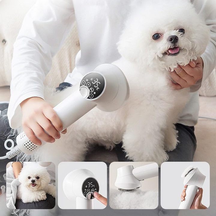 2025 New Design Lightweight Portable LED Smart Quiet Pet Comb Handheld Blow Comb Pet Comb Cat Dog Two-in-one Grooming Supplies