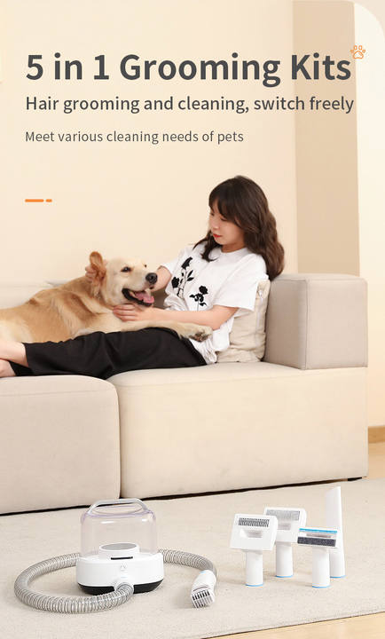 Ultra-Quiet Pet Hair Vacuum Cleaner, Designed for a Stress-Free Grooming Experience