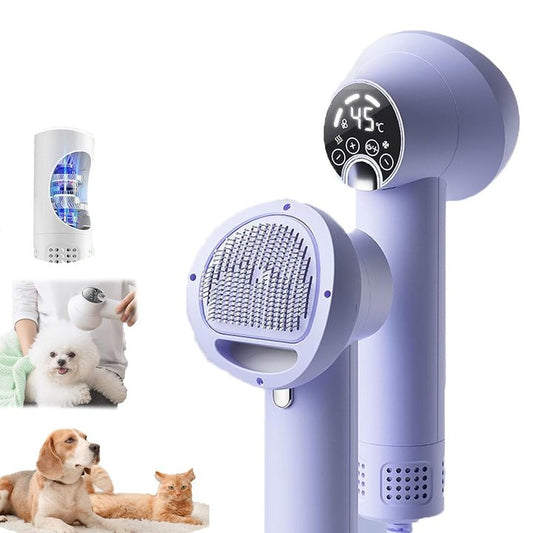 2025 New Design Lightweight Portable LED Smart Quiet Pet Comb Handheld Blow Comb Pet Comb Cat Dog Two-in-one Grooming Supplies