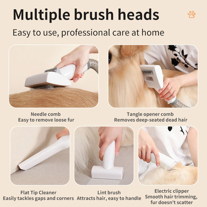 Ultra-Quiet Pet Hair Vacuum Cleaner, Designed for a Stress-Free Grooming Experience