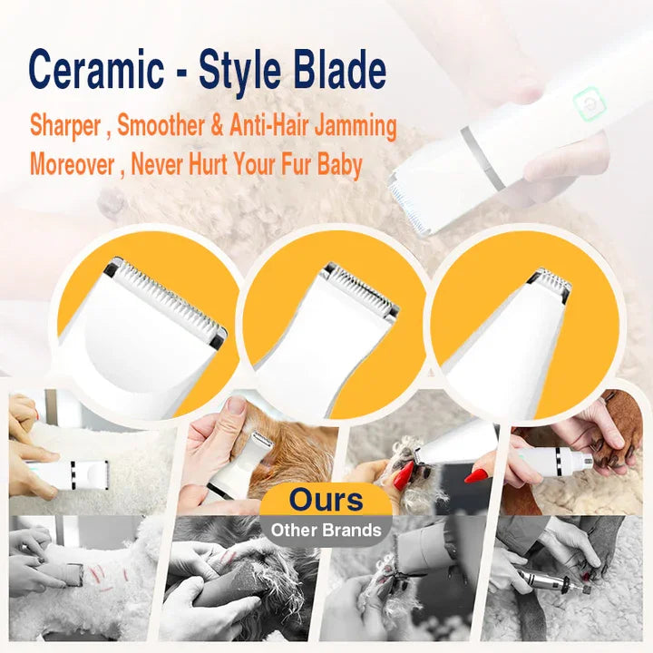 Portable 4-in-1 Cordless Electric Ceramic Blade Dog Nail Grinder Hair Grooming Small Pets Clippers Trimmer - My Store